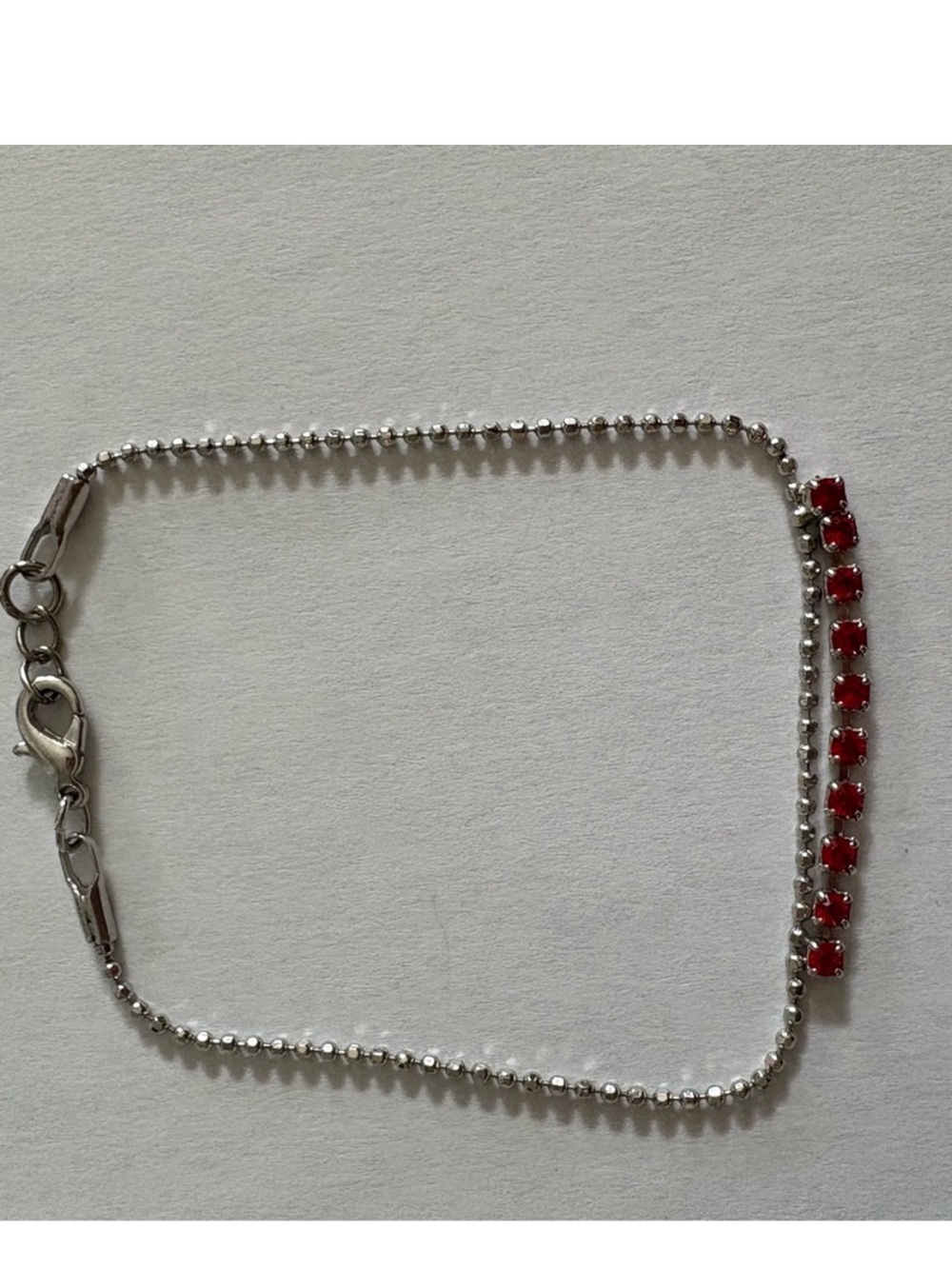3 for $25 Elegant Silver Bracelet with Red Crystal Accents